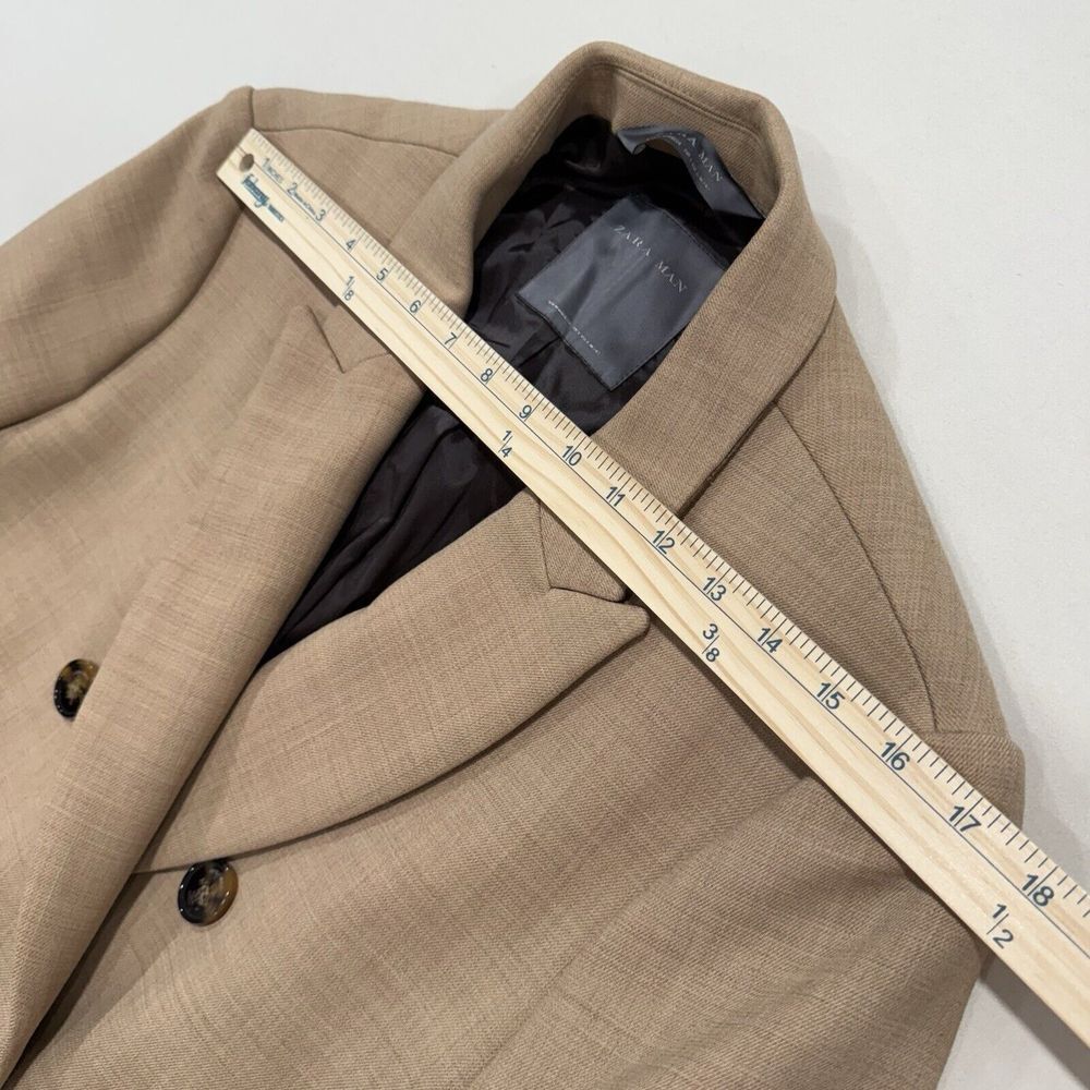 Zara Man Overcoat Blazer Brown Tan Men's L Bottom Closure - Picture 13 of 14